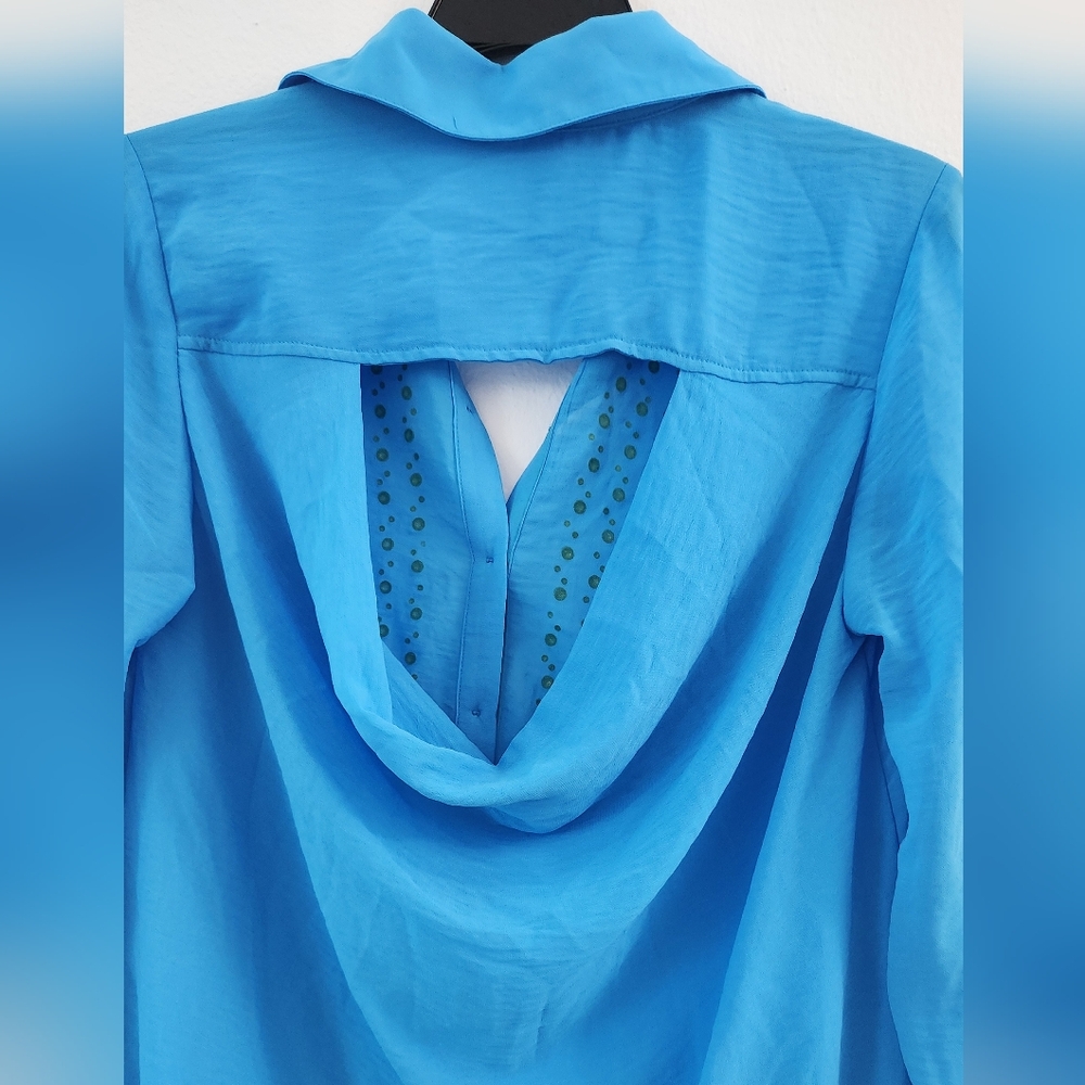 Have Blouse Womens Blue Long Sleeve Silky Soft Size Small - Picture 4 of 13